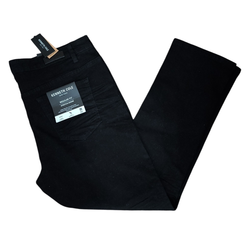 NWT Men's Kenneth Cole Black Regular Fit Jeans Size 42x30